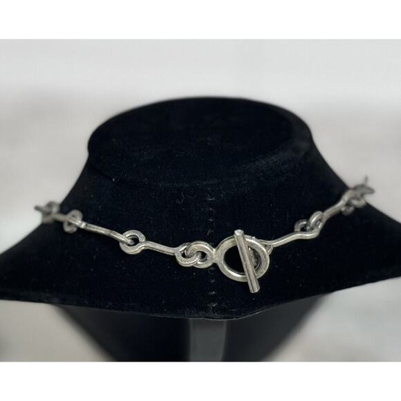 Vintage MCM Denmark Lysgard Pewter Long Brutalist Pendant Necklace 21in - Picture 5 of 9